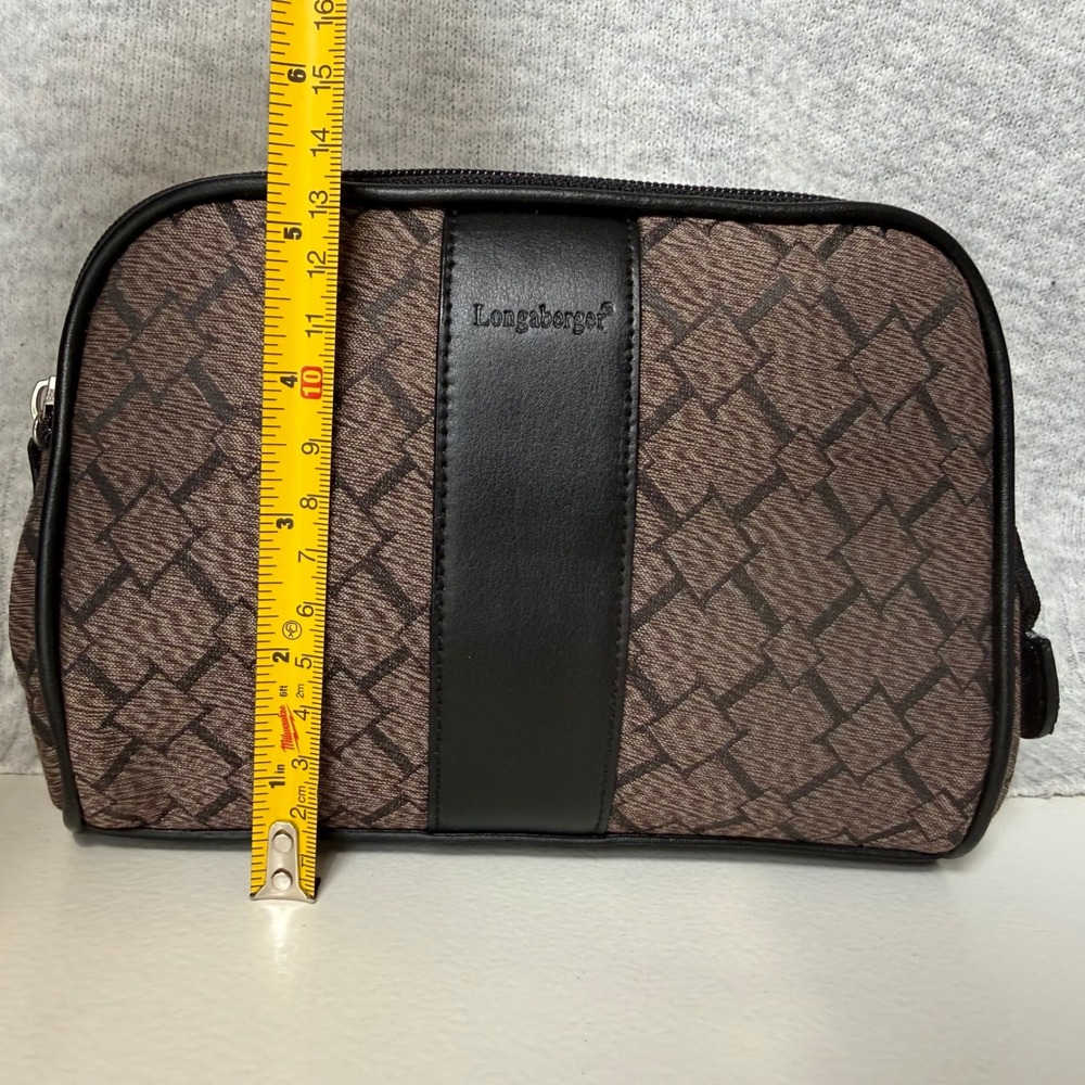 NEW Longaberger Signature Medium Cosmetic Bag and Coin Purse Set Brown Black - Picture 7 of 8